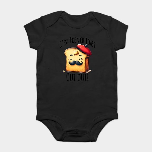 C'est Le Toast Francais Anthropomorphic Toast with Beret Baby Bodysuit by Luxinda